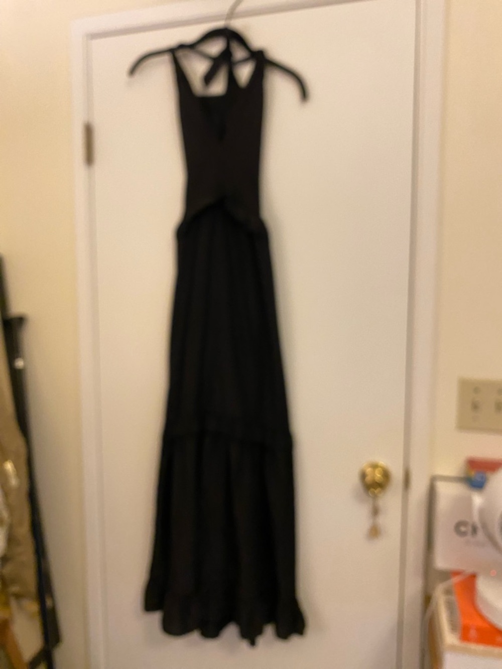 Sleeveless Black Maxi Dress with Halter Neck